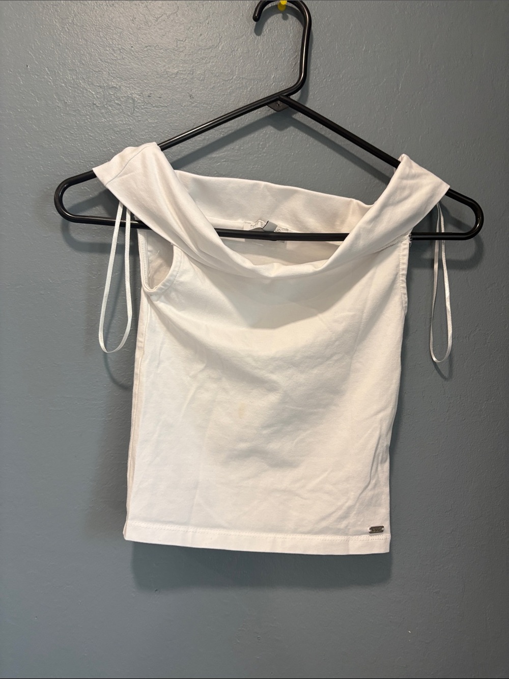 White Off-Shoulder Tie-Strap Crop Top
